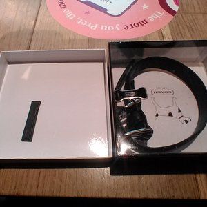 COACH LEATHER DOG COLLAR WITH BONE CHARM BRASS NEW IN BOX